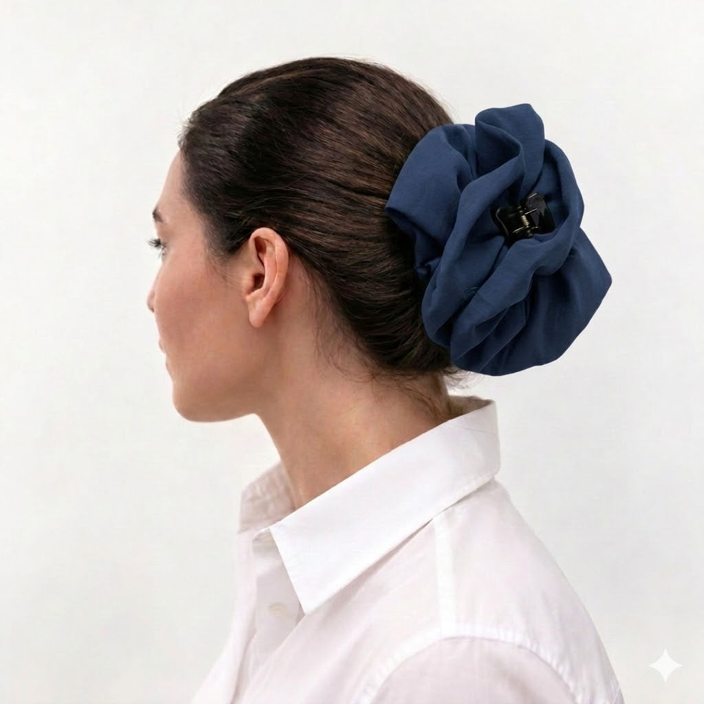 NAVY BLUE:  Klammer, σατέν στολισμα, με μονόχρωμο premium modal ύφασμα
